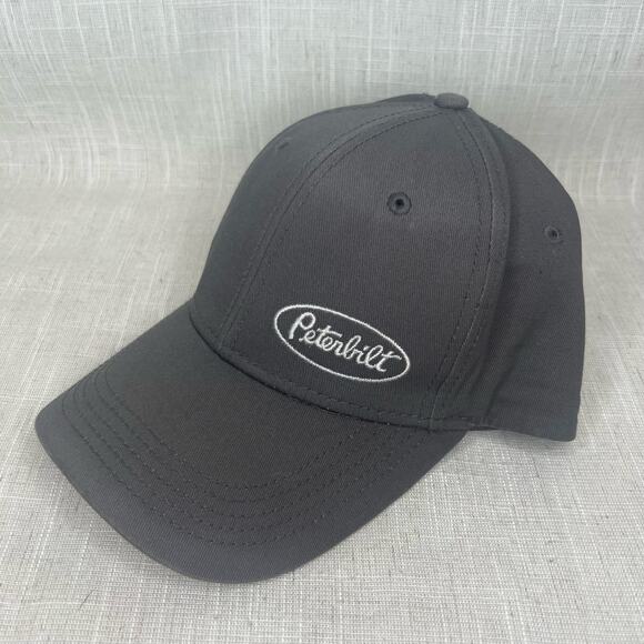 Peterbilt Black Twill Trucker Baseball Hat Mesh Back Cap Snapback Reverse Logo - Picture 1 of 8